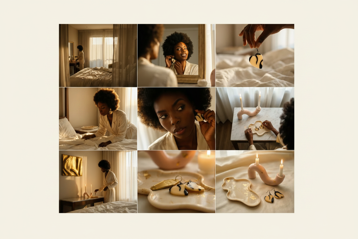 Jewelry Editorial Grid with Cream Background